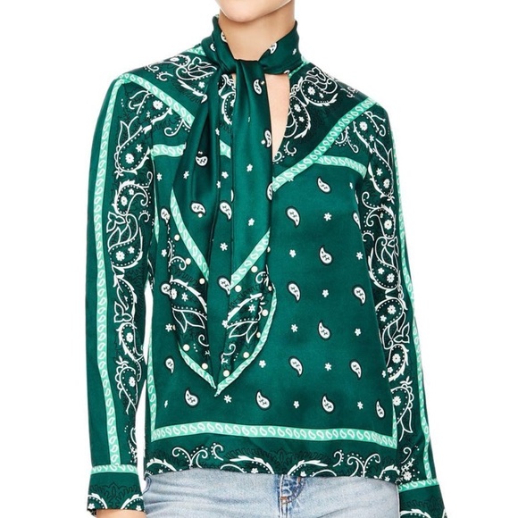 Sandro Tops - Sandro Green Paisley Blouse NWT